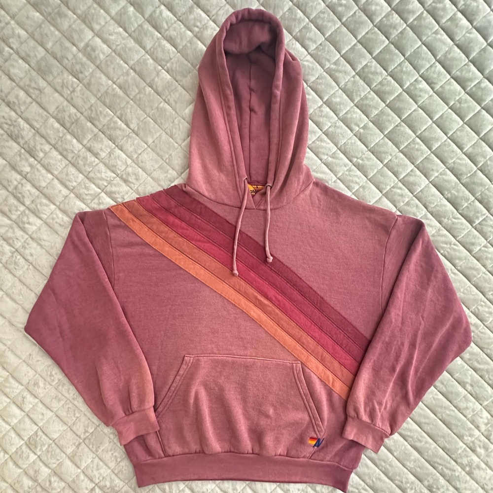CROSS STRIPE RELAXED HOODIE FADED BERRY - Picture 2 of 3